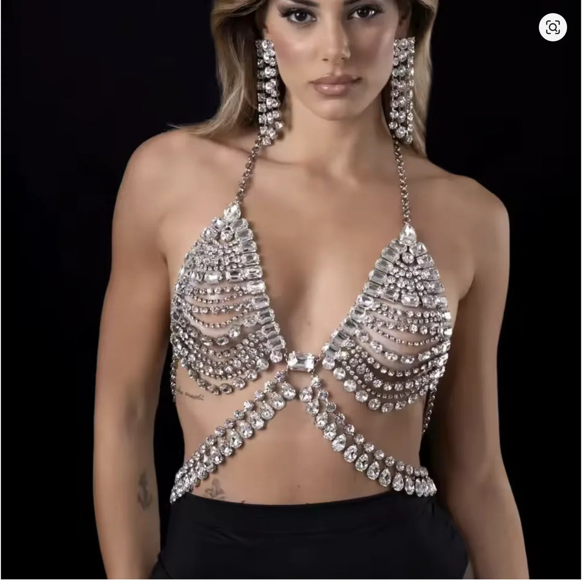 Rhinestone Bra and Skirt Chain – Full Crystal Set – view 7