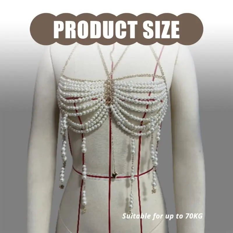 Pearl Halter Body Chain Top with Beaded Tassels – view 5
