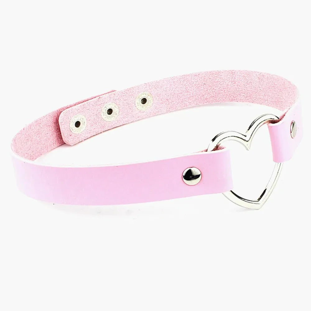 Heart Lock Choker with Key – Faux Leather, 8 Colours – view 6