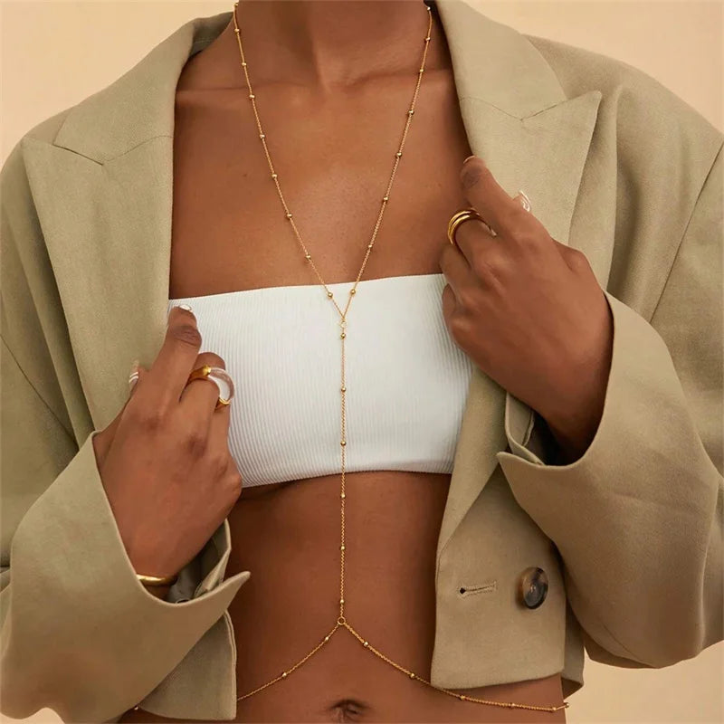Rhinestone Back Chain Necklace – Backless Body Jewelry – view 16