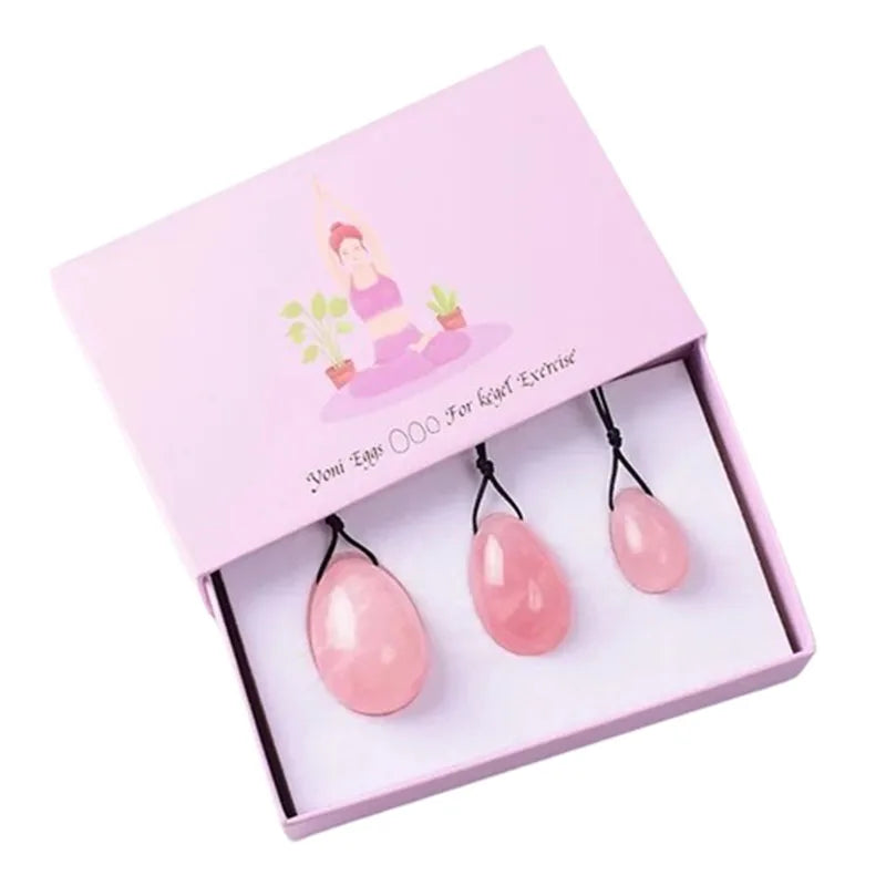 Rose Quartz Yoni Egg Set with Jade and Obsidian – view 25