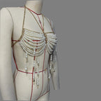 Pearl Halter Body Chain Top with Beaded Tassels – view 6