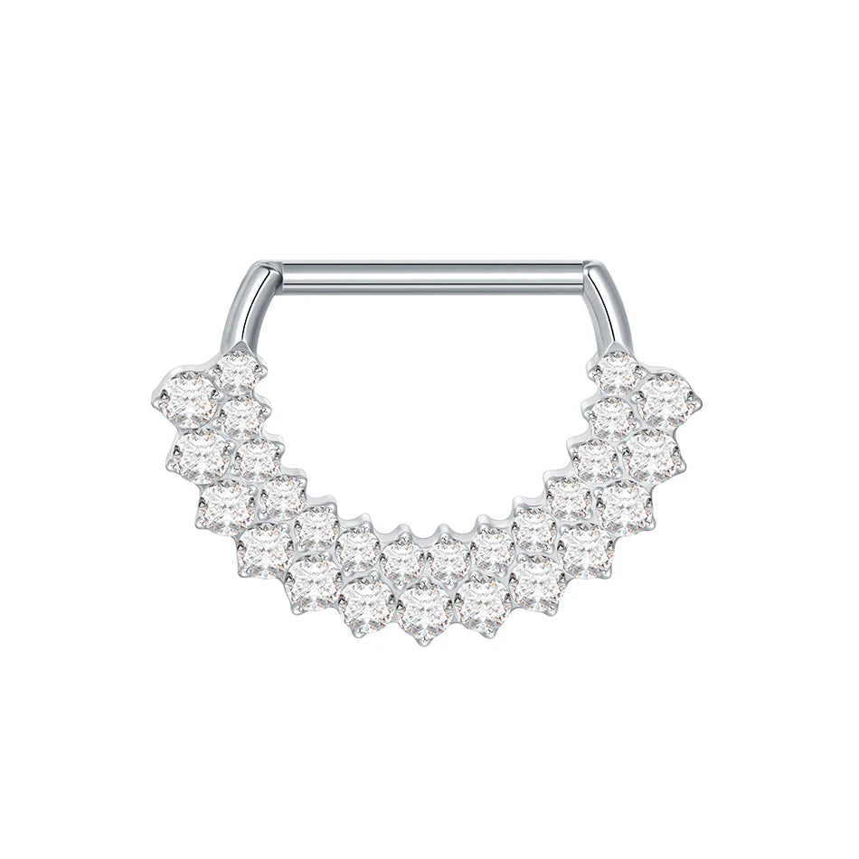 Titanium Nipple Shield Ring, 14G, with Cubic Zirconia – view 14