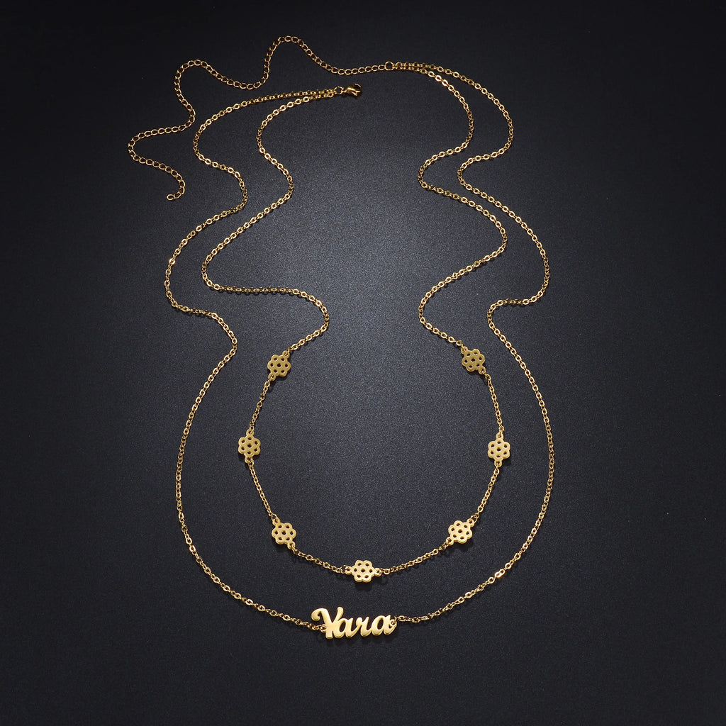 Personalized 2-Layer Waist Chain with Name and Zircon – view 6
