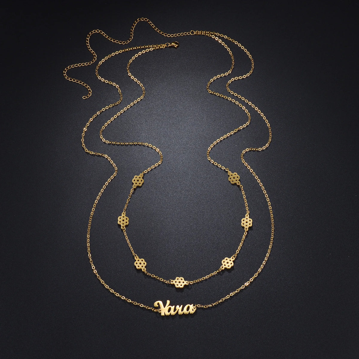 Personalized 2-Layer Waist Chain with Name and Zircon – view 6