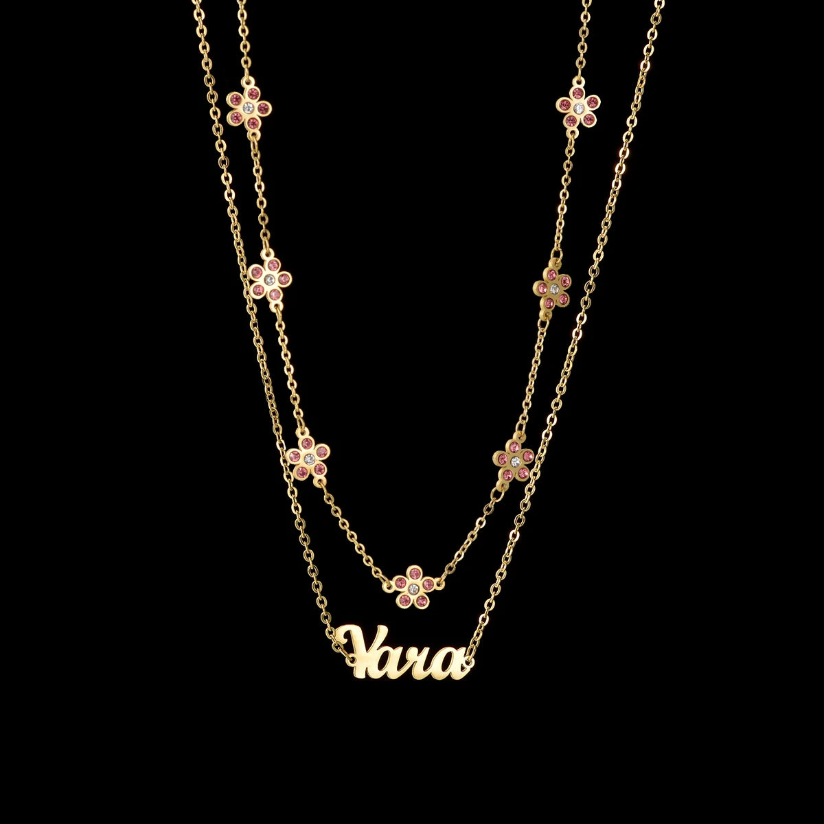 Personalized 2-Layer Waist Chain with Name and Zircon – view 25
