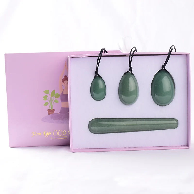 Rose Quartz Yoni Egg Set with Jade and Obsidian – view 17