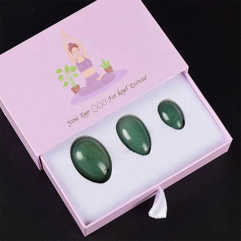 Rose Quartz Yoni Egg Set with Jade and Obsidian – view 27