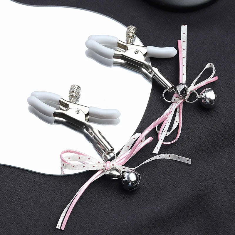 Pearl Bow Nipple Clamps with Small Bell – view 17