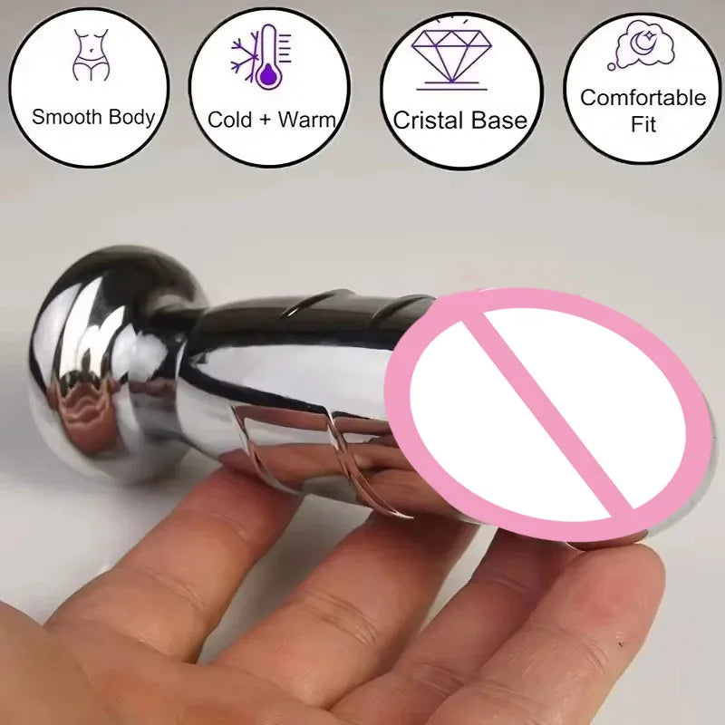 Jeweled Butt Plug in Polished Metal – S, M or L – view 2