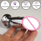 Jeweled Butt Plug in Polished Metal – S, M or L – view 2
