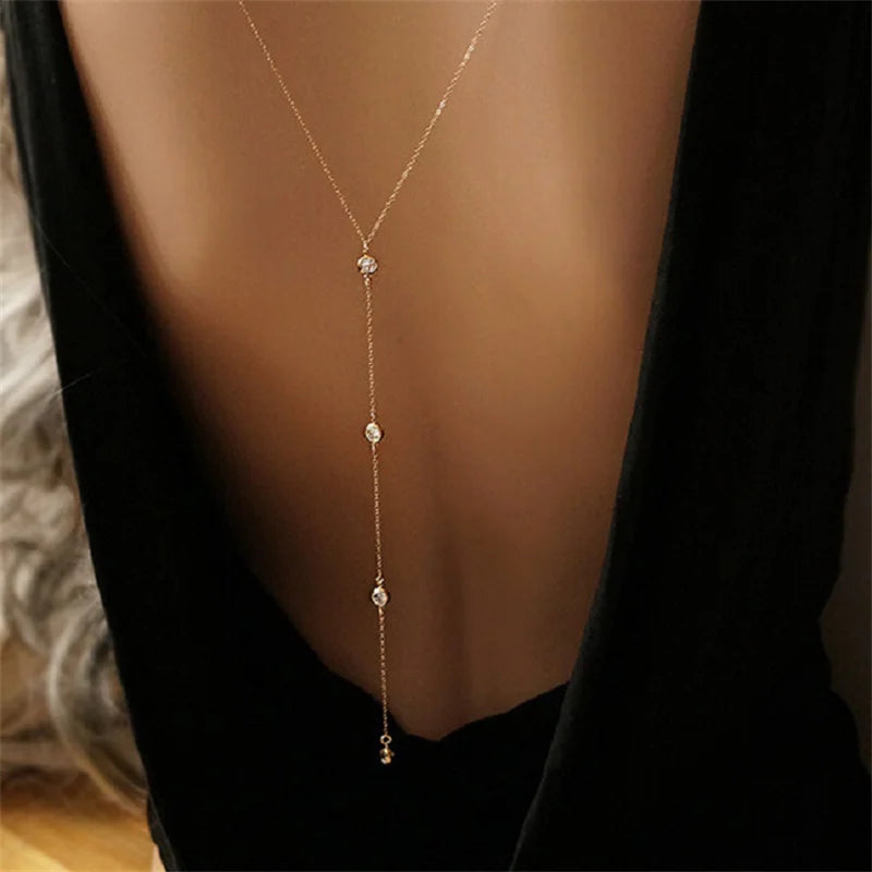 Rhinestone Back Chain Necklace – Backless Body Jewelry – view 33