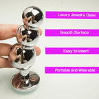 Beaded Jewel Plug with 3 Graduated Beads – Curved Metal Trainer – view 3