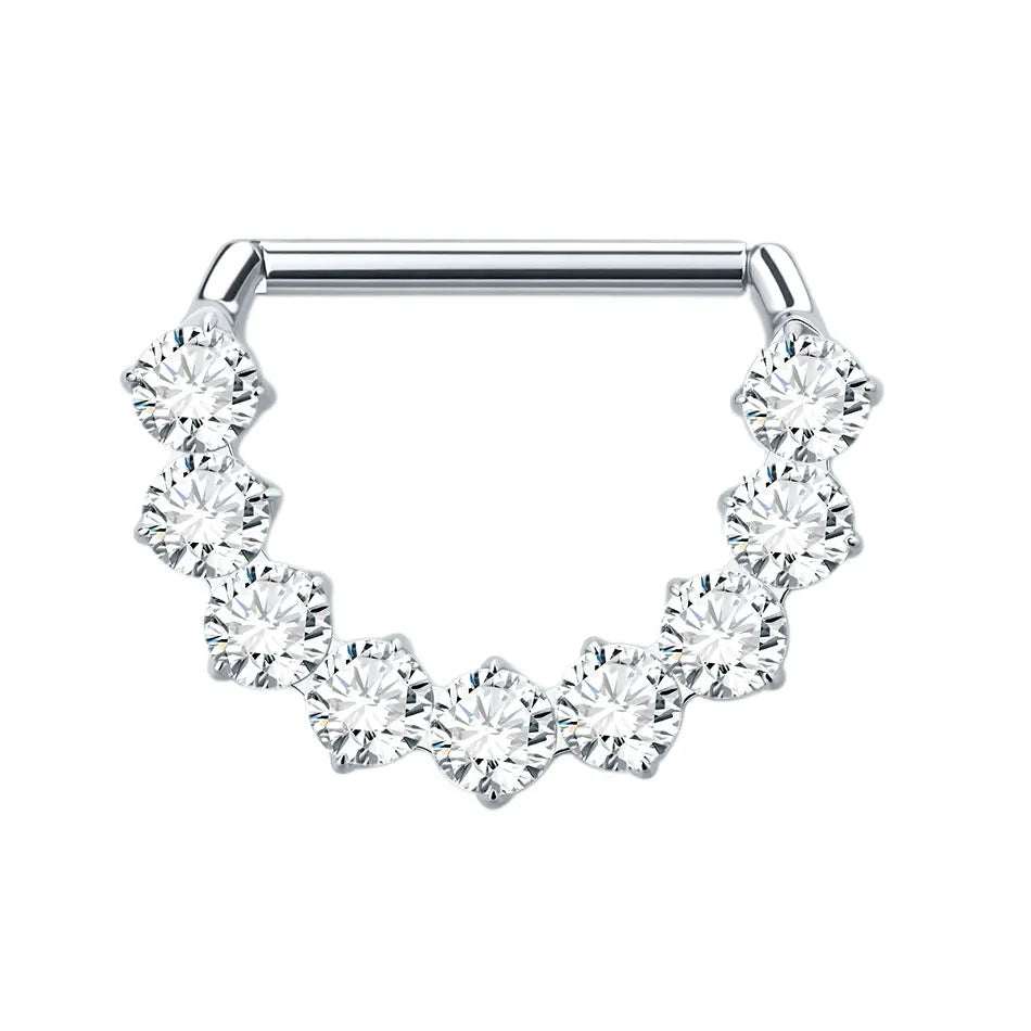 Titanium Nipple Shield Ring, 14G, with Cubic Zirconia – view 18