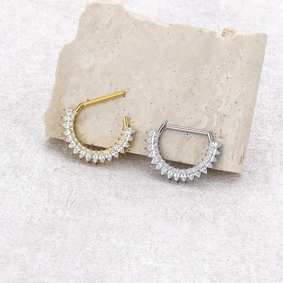 Titanium Nipple Shield Ring, 14G, with Cubic Zirconia – view 4