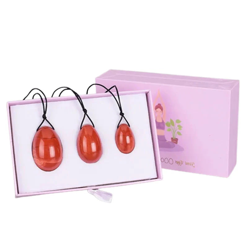 Rose Quartz Yoni Egg Set with Jade and Obsidian – view 23