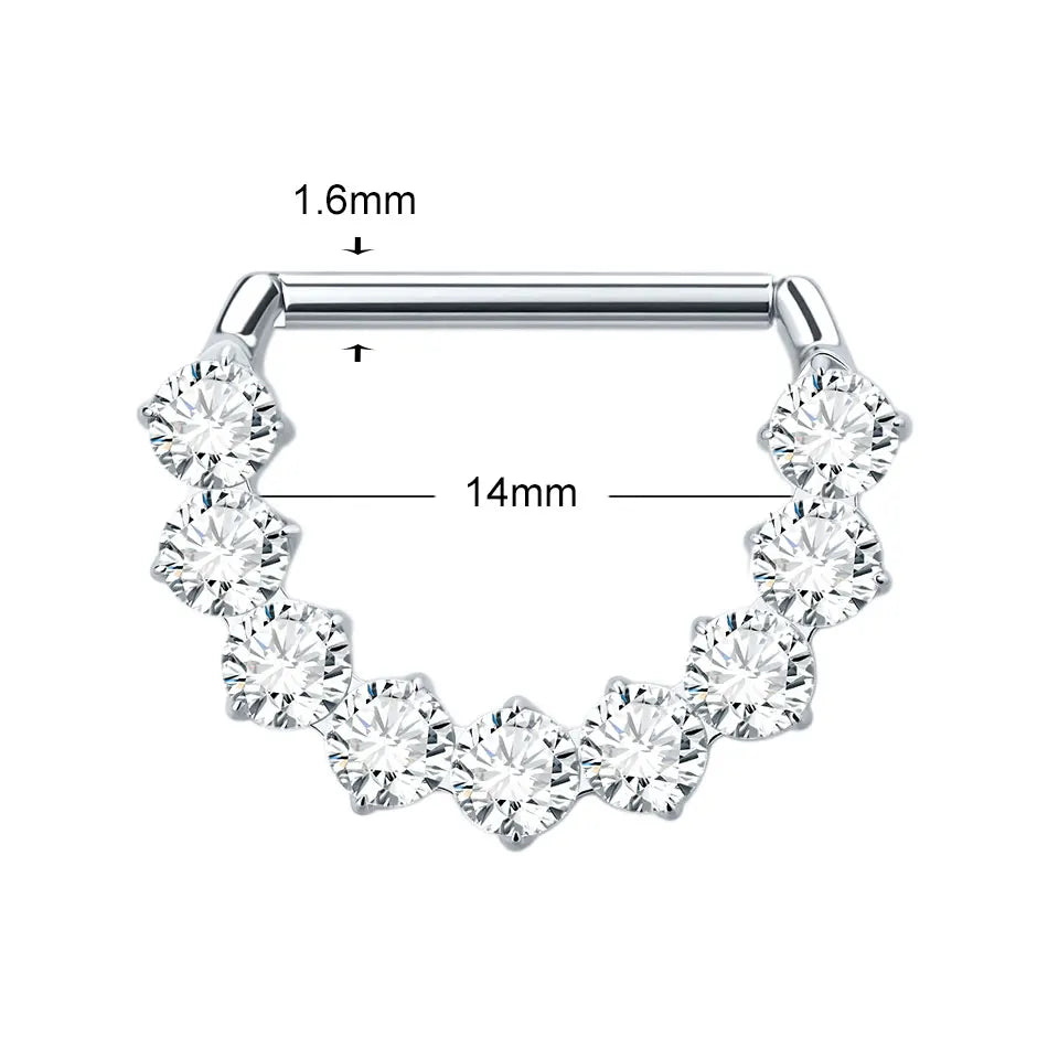 Titanium Nipple Shield Ring, 14G, with Cubic Zirconia – view 2