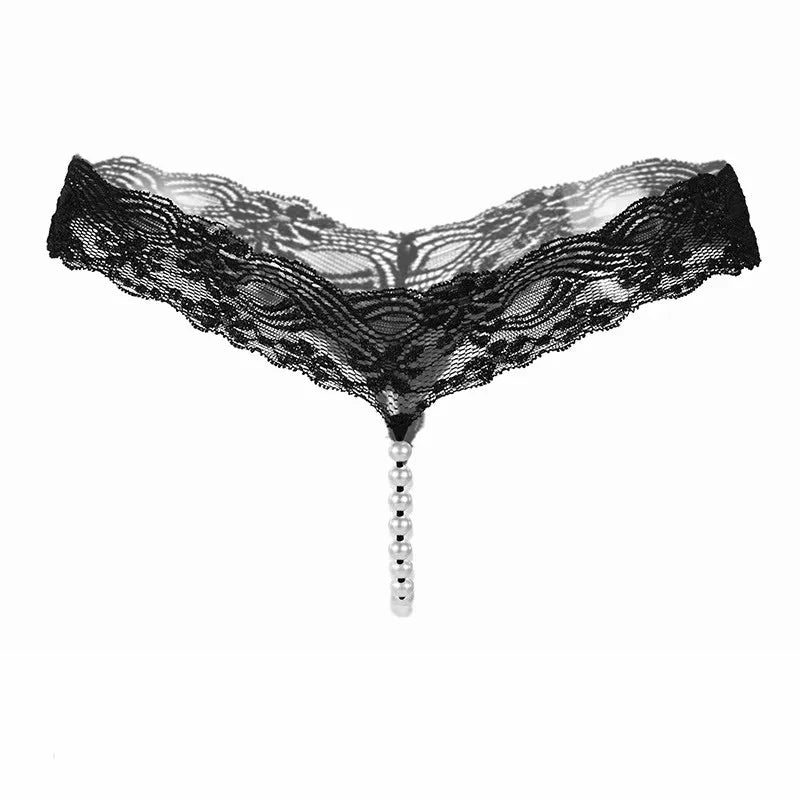 Lace Pearl Panties – Low-Rise with Pearl Strand – view 1