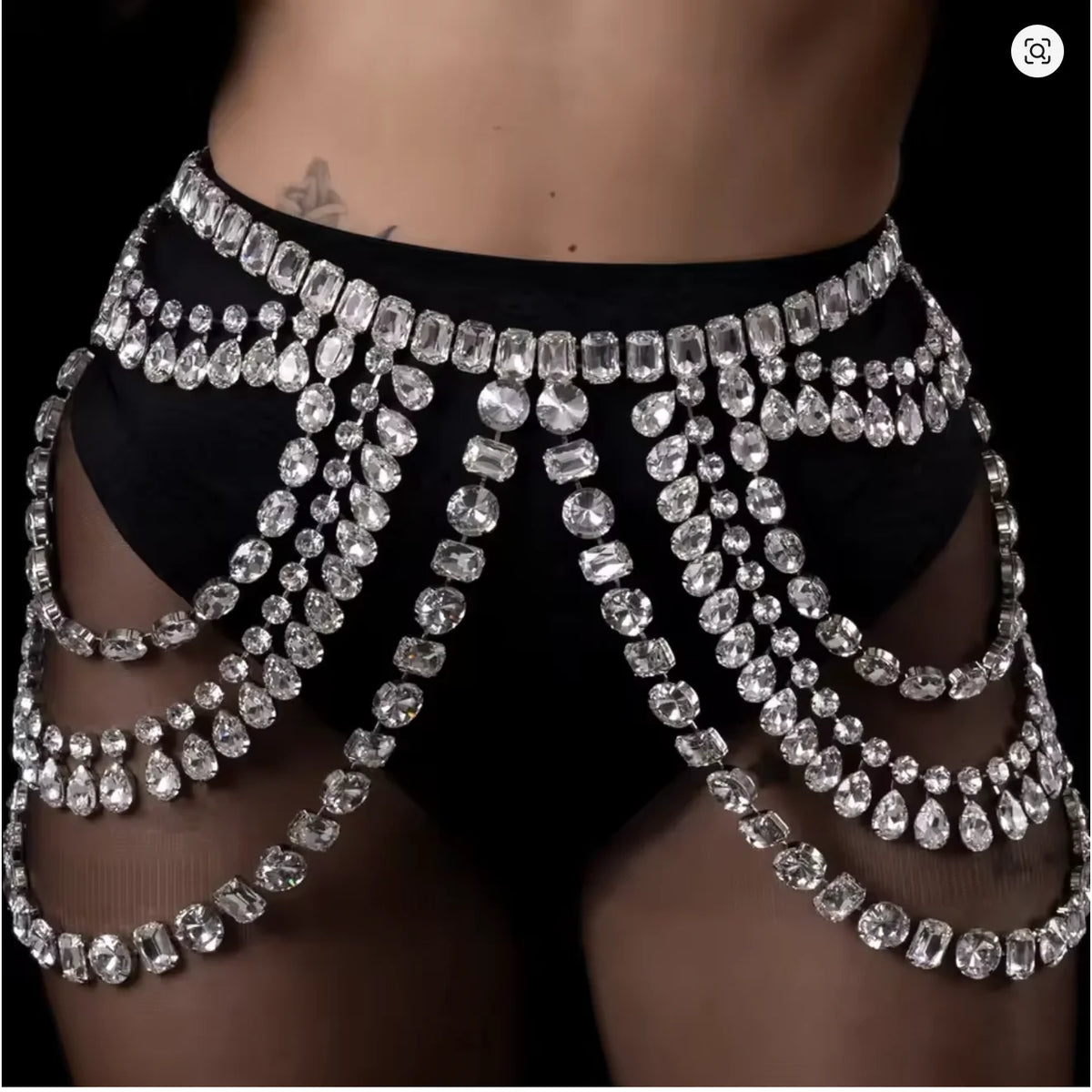 Rhinestone Bra and Skirt Chain – Full Crystal Set – view 8