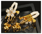 Pearl Petal Nipple Clamps – Gold, with Chain or Bells – view 14