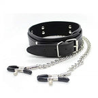 Choker with Nipple Clamps and Chain – Collar Set with Optional Whip – view 4