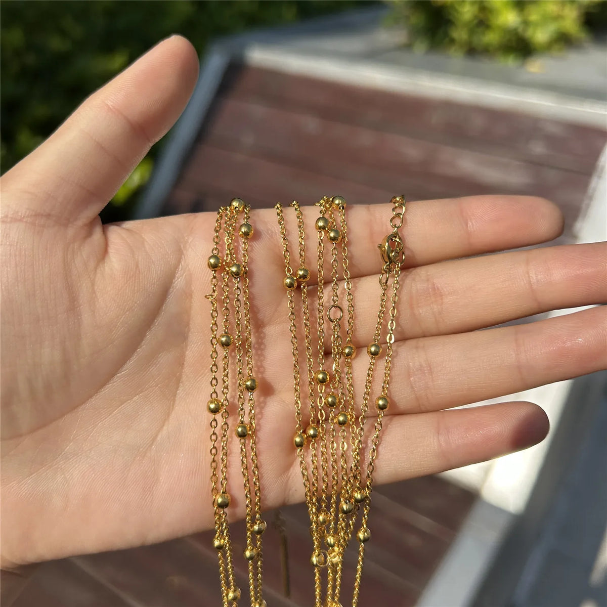 Multi-Layer Body Chain in Stainless Steel – Bead and Bar Links – view 10