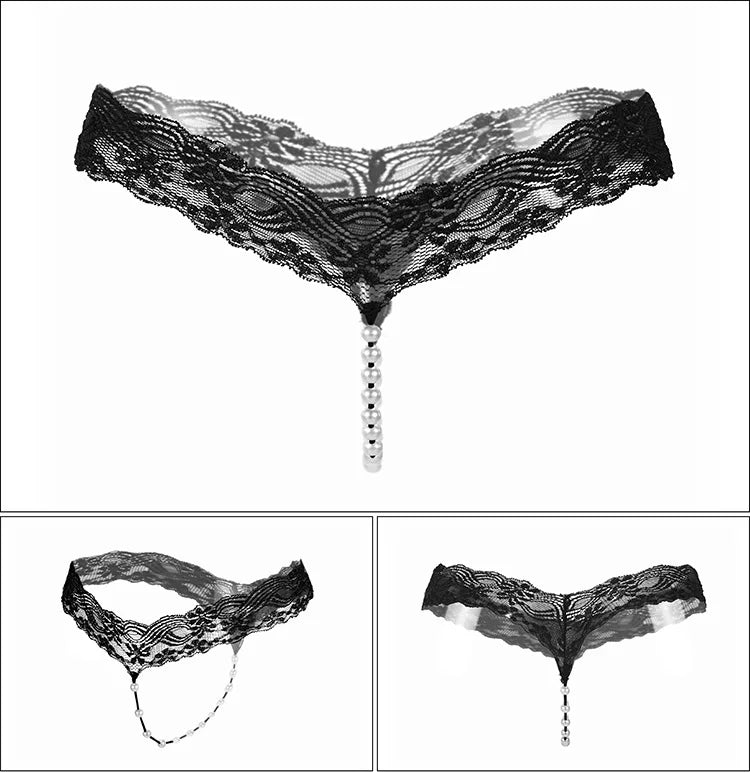 Lace Pearl Panties – Low-Rise with Pearl Strand – view 7