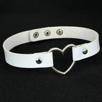 Heart Lock Choker with Key – Faux Leather, 8 Colours