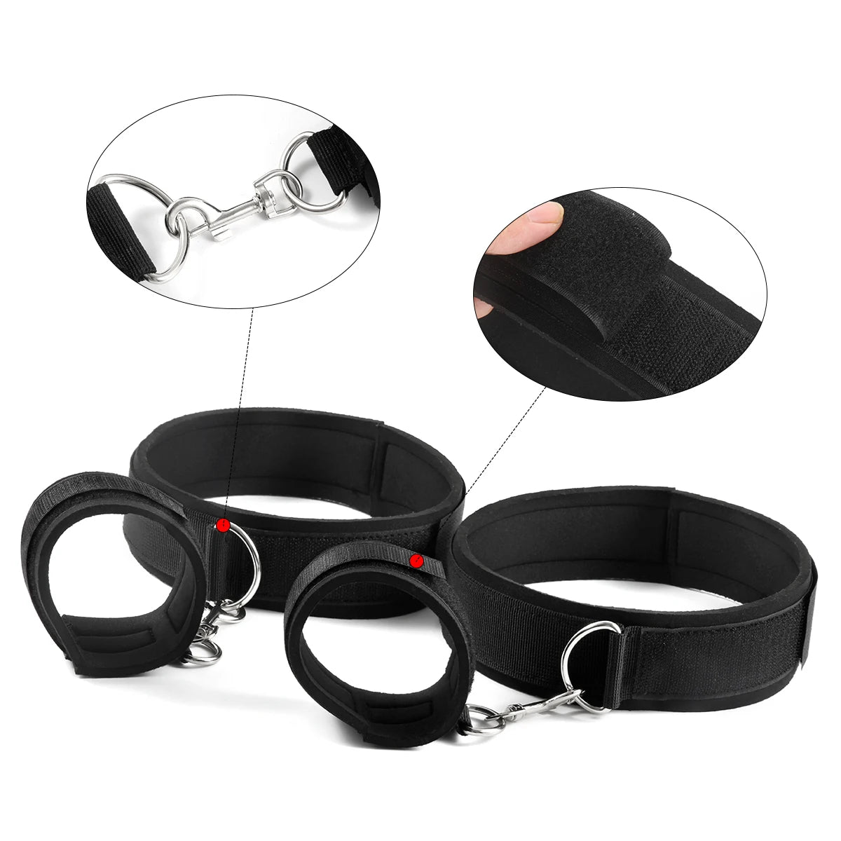 Wrist to Thigh Restraint Set – Soft Padded Bondage Cuffs – view 7
