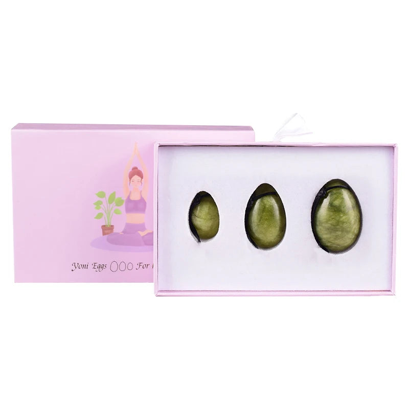 Rose Quartz Yoni Egg Set with Jade and Obsidian – view 15