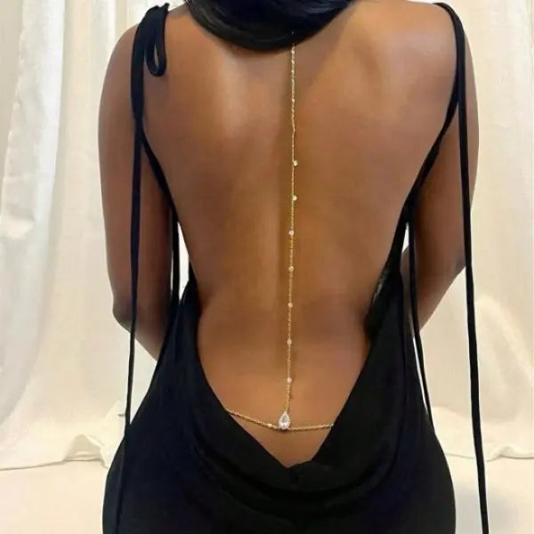 Rhinestone Back Chain Necklace – Backless Body Jewelry – view 37