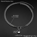 Heart Padlock Necklace – Stainless Steel Cuban Chain Choker – view 6