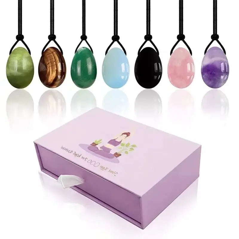 Rose Quartz Yoni Egg Set with Jade and Obsidian – view 2