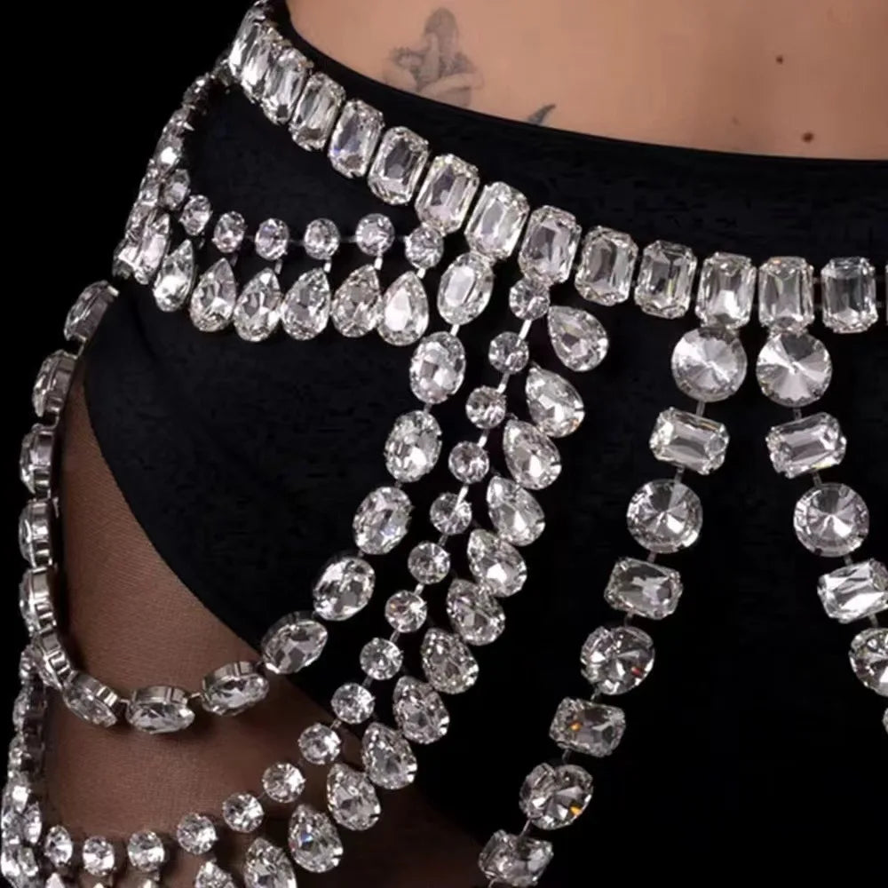 Rhinestone Bra and Skirt Chain – Full Crystal Set – view 1