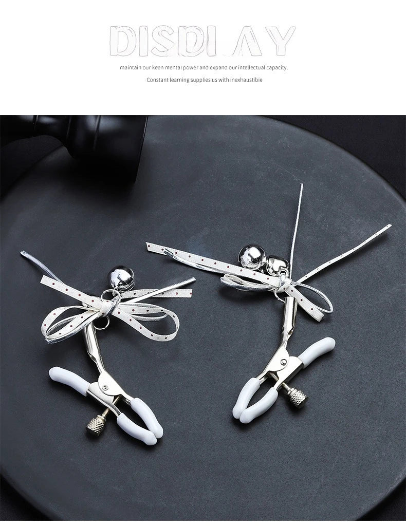 Pearl Bow Nipple Clamps with Small Bell – view 11