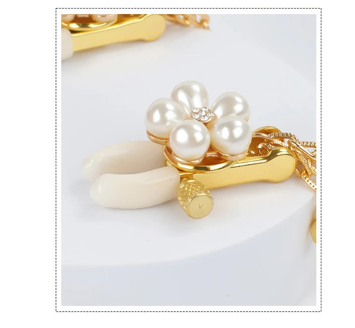 Pearl Petal Nipple Clamps – Gold, with Chain or Bells – view 10