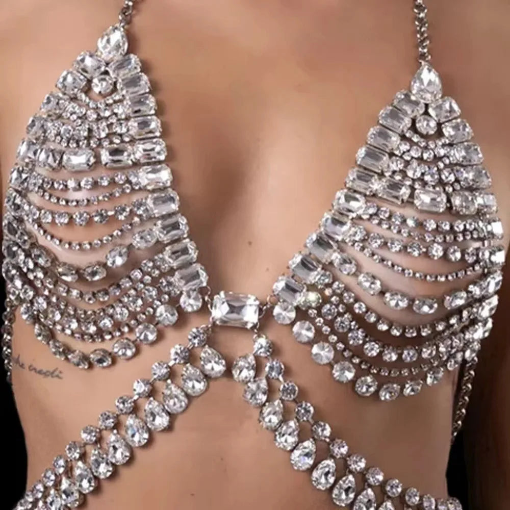 Rhinestone Bra and Skirt Chain – Full Crystal Set – view 2