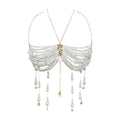 Pearl Halter Body Chain Top with Beaded Tassels – view 11