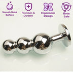Beaded Jewel Plug with 3 Graduated Beads – Curved Metal Trainer – view 2