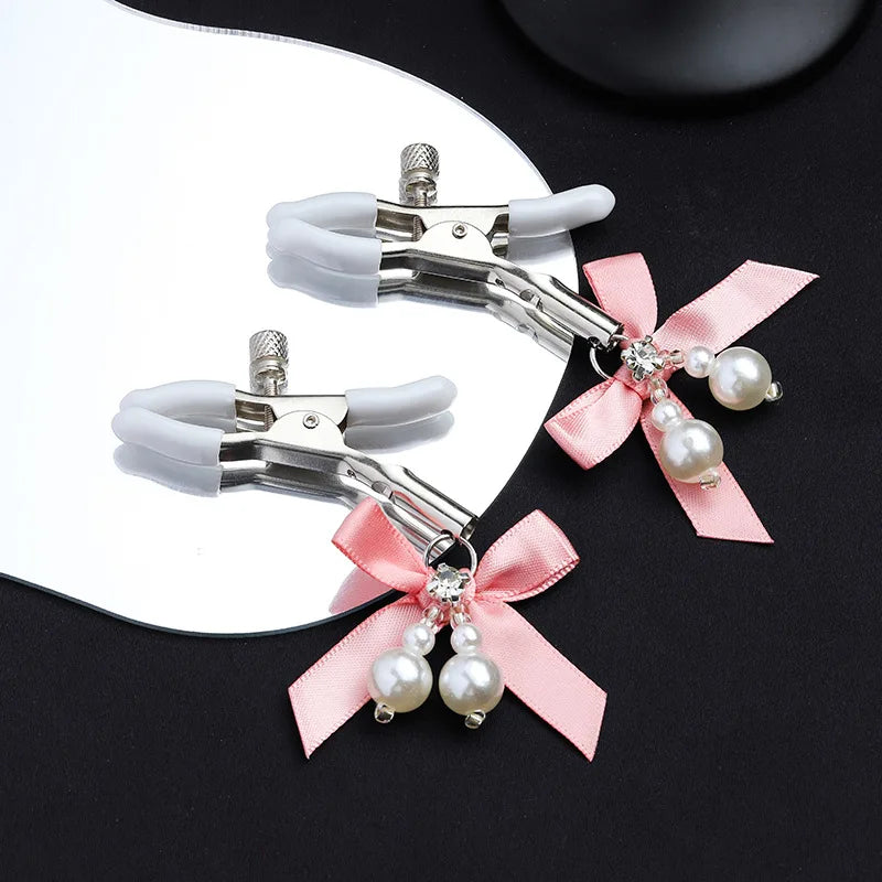 Pearl Bow Nipple Clamps with Small Bell – view 18
