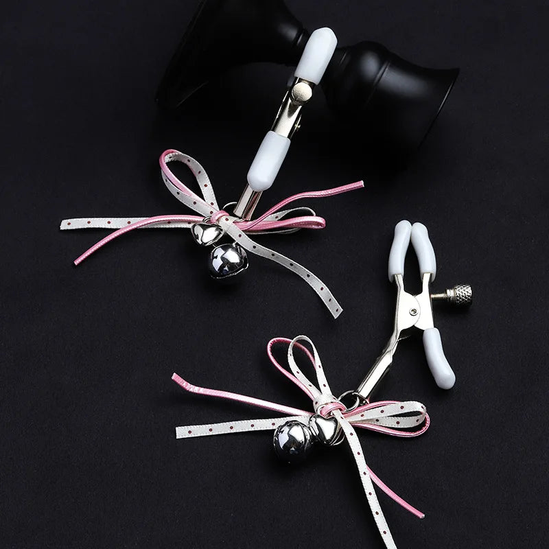 Pearl Bow Nipple Clamps with Small Bell – view 3