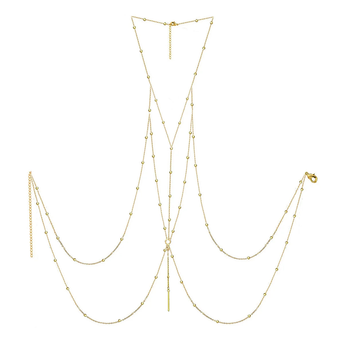 Multi-Layer Body Chain in Stainless Steel – Bead and Bar Links – view 1