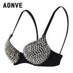 Rhinestone Bra Top – Crystal Cover Bra in Gold, Silver or Black – view 2