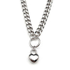 Heart Padlock Necklace – Stainless Steel Cuban Chain Choker – view 5