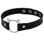 Leather Choker with Chain Leash – Heart, Bell or Spike Ring – view 12