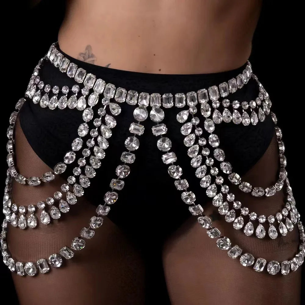 Rhinestone Bra and Skirt Chain – Full Crystal Set – view 5