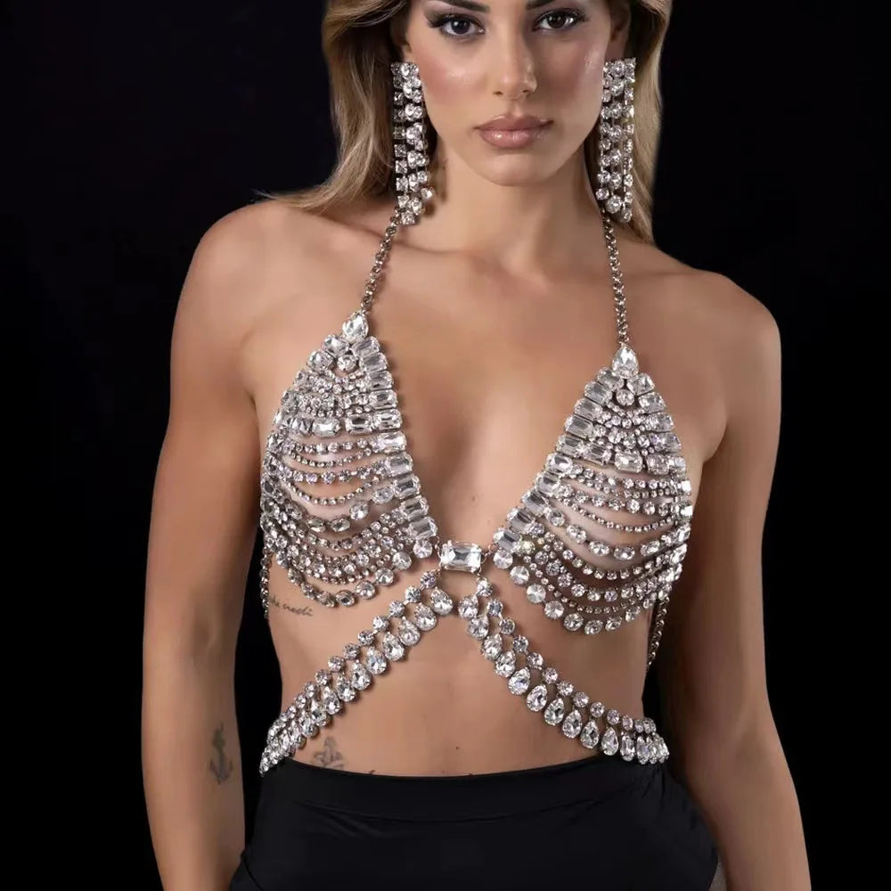 Rhinestone Bra and Skirt Chain – Full Crystal Set – view 3