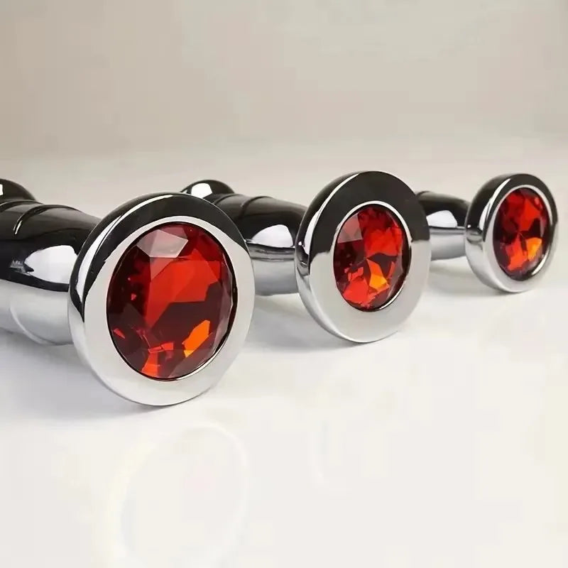 Jeweled Butt Plug in Polished Metal – S, M or L – view 5
