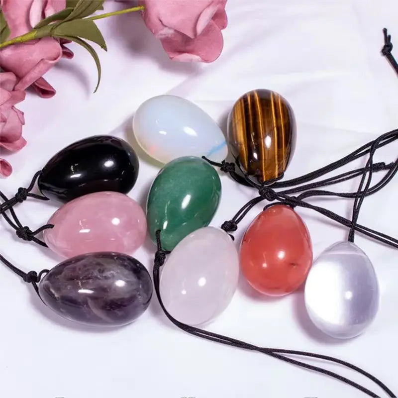 Rose Quartz Yoni Egg Set with Jade and Obsidian – view 1