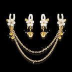 Pearl Petal Nipple Clamps – Gold, with Chain or Bells – view 3